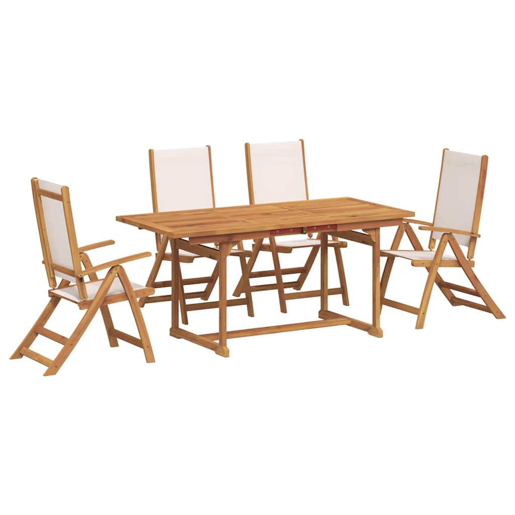 vidaXL 5 Piece Garden Dining Set Solid Wood Acacia and Textilene 2