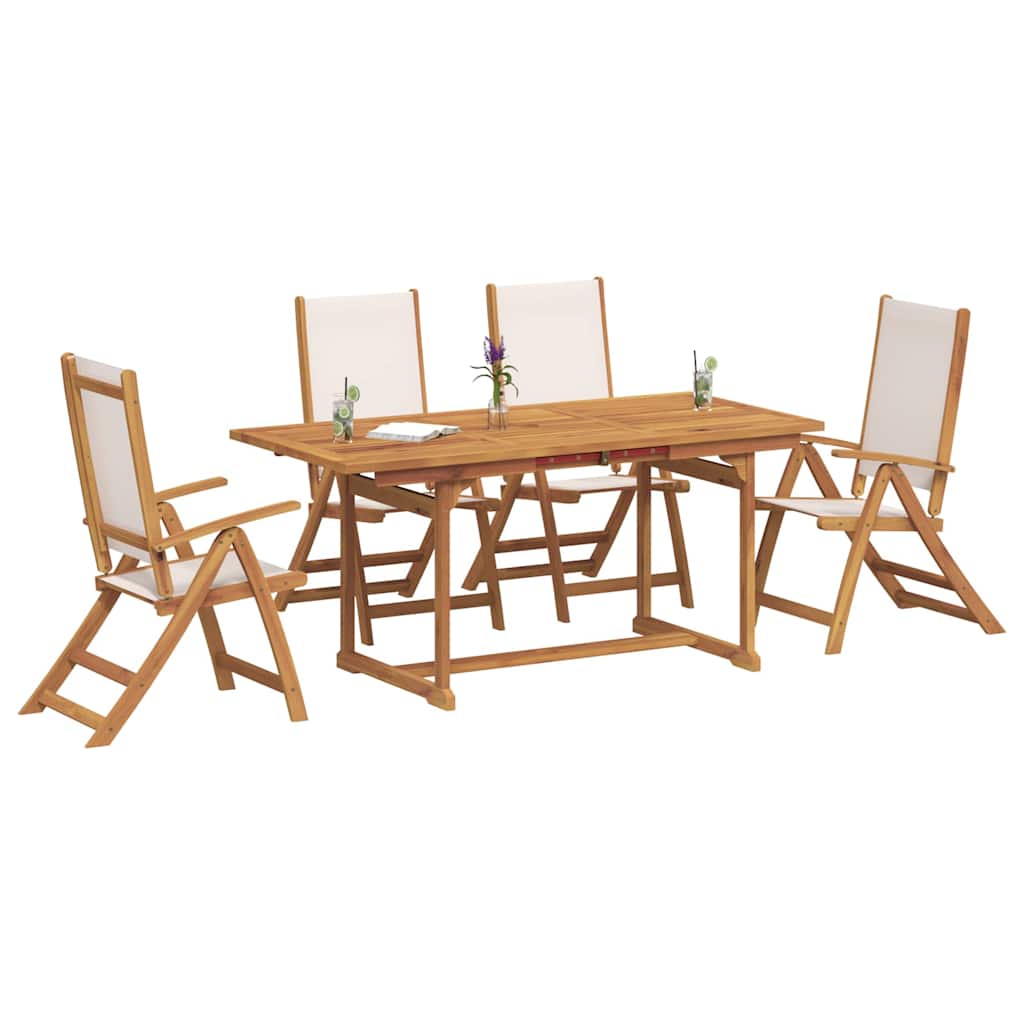 vidaXL 5 Piece Garden Dining Set Solid Wood Acacia and Textilene 3