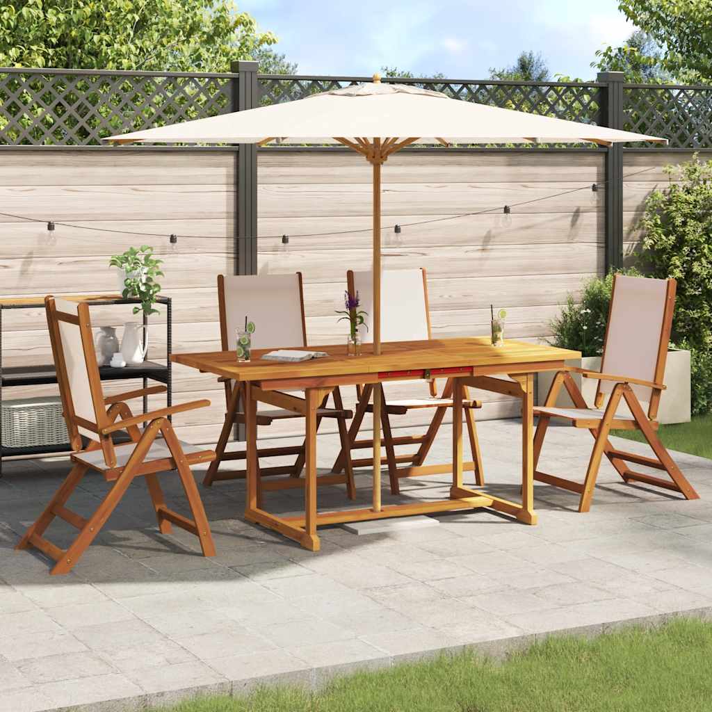 vidaXL 5 Piece Garden Dining Set Solid Wood Acacia and Textilene 1