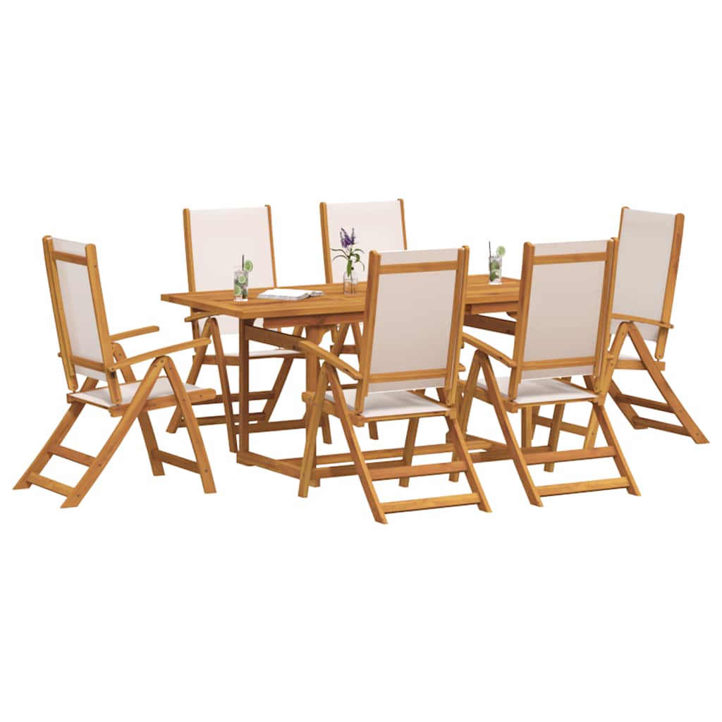 vidaXL 7 Piece Garden Dining Set Solid Wood Acacia and Textilene 5