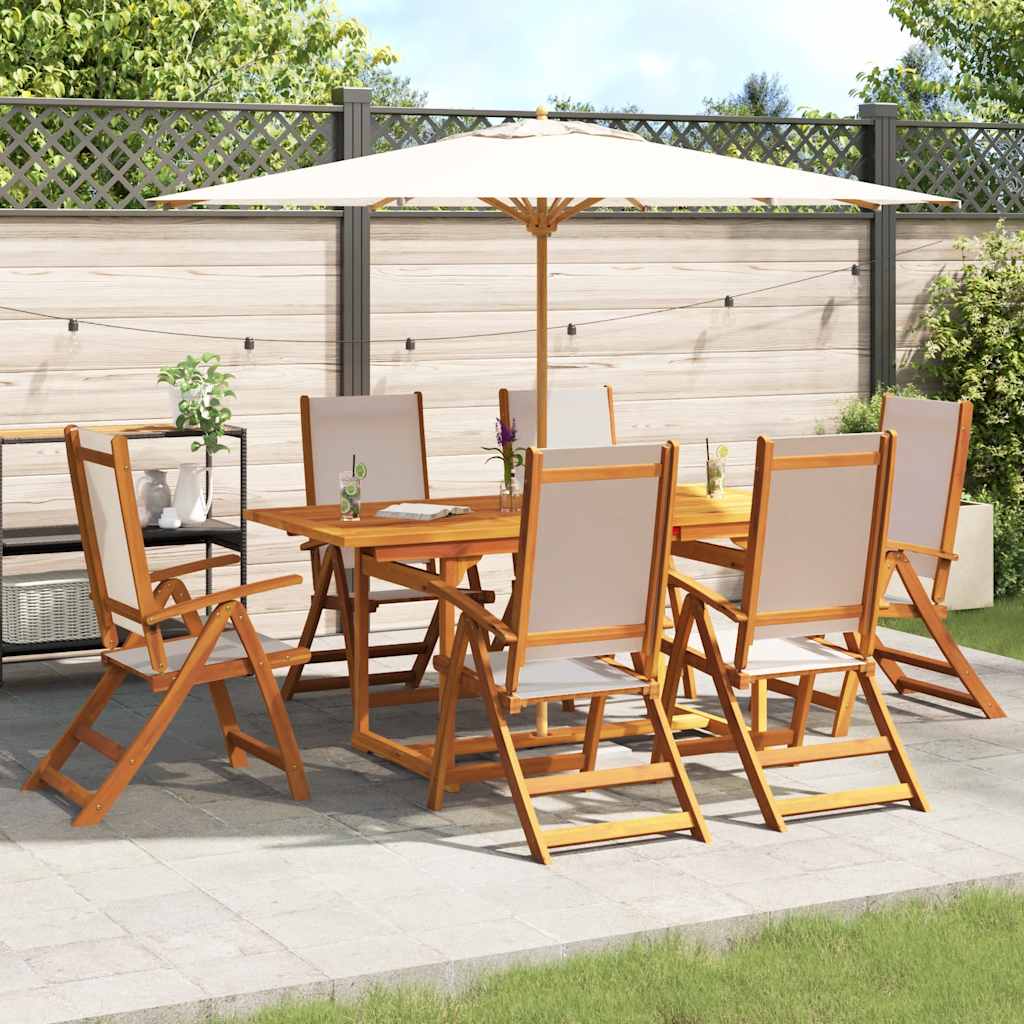 vidaXL 7 Piece Garden Dining Set Solid Wood Acacia and Textilene 1