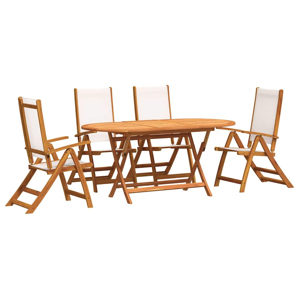 vidaXL 5 Piece Garden Dining Set Solid Wood Acacia and Textilene 2
