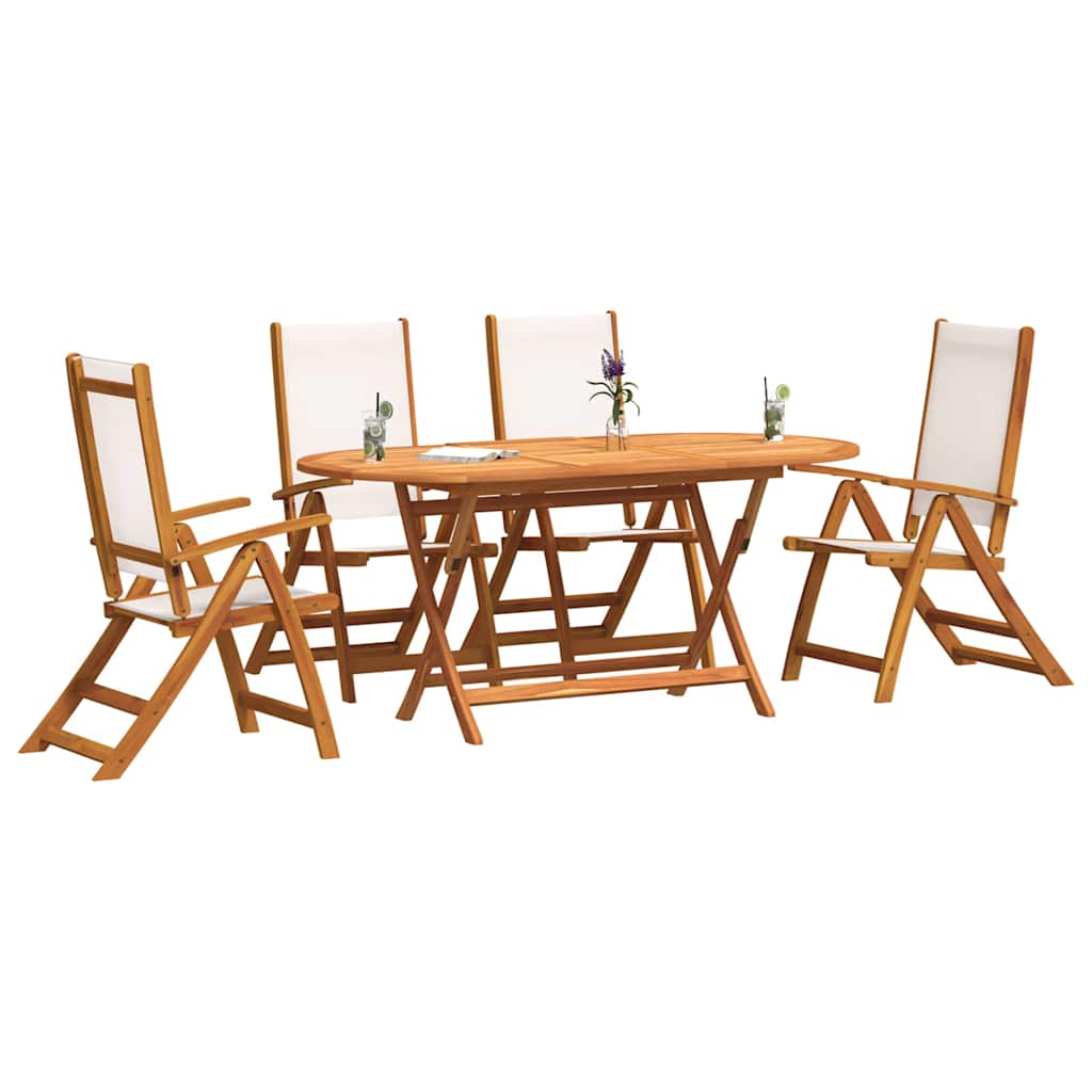 vidaXL 5 Piece Garden Dining Set Solid Wood Acacia and Textilene 5