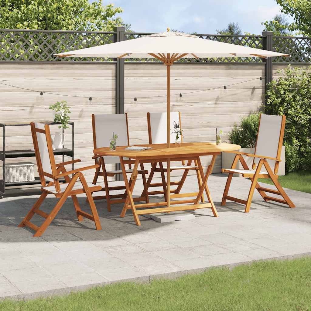 vidaXL 5 Piece Garden Dining Set Solid Wood Acacia and Textilene 1