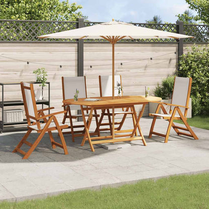 vidaXL 5 Piece Garden Dining Set Solid Wood Acacia and Textilene 1