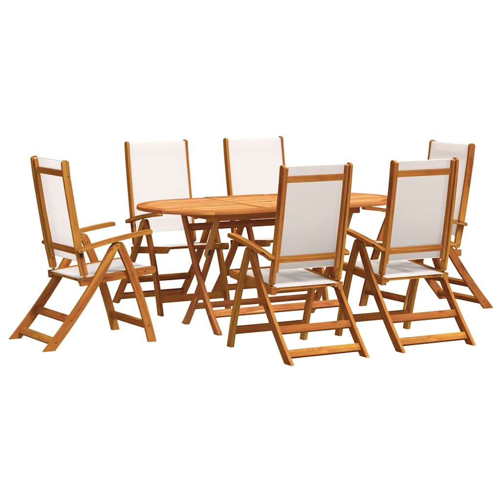 vidaXL 7 Piece Garden Dining Set Solid Wood Acacia and Textilene 2