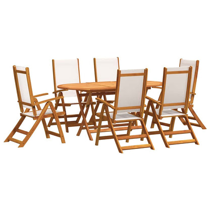 vidaXL 7 Piece Garden Dining Set Solid Wood Acacia and Textilene 2