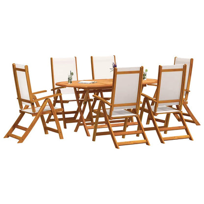 vidaXL 7 Piece Garden Dining Set Solid Wood Acacia and Textilene 5