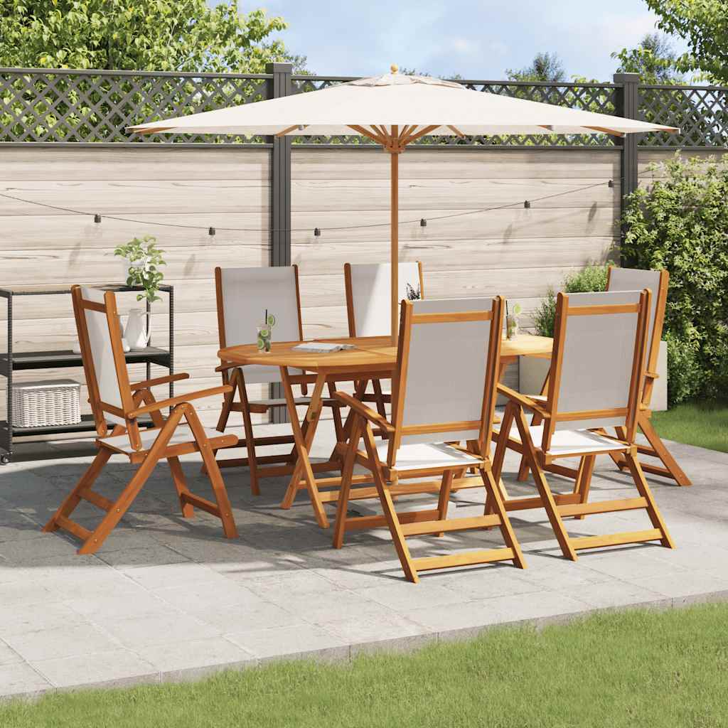 vidaXL 7 Piece Garden Dining Set Solid Wood Acacia and Textilene 1