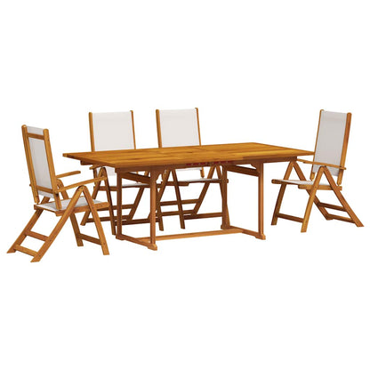 vidaXL 5 Piece Garden Dining Set Solid Wood Acacia and Textilene 2