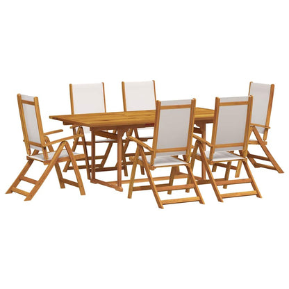 vidaXL 7 Piece Garden Dining Set Solid Wood Acacia and Textilene 2