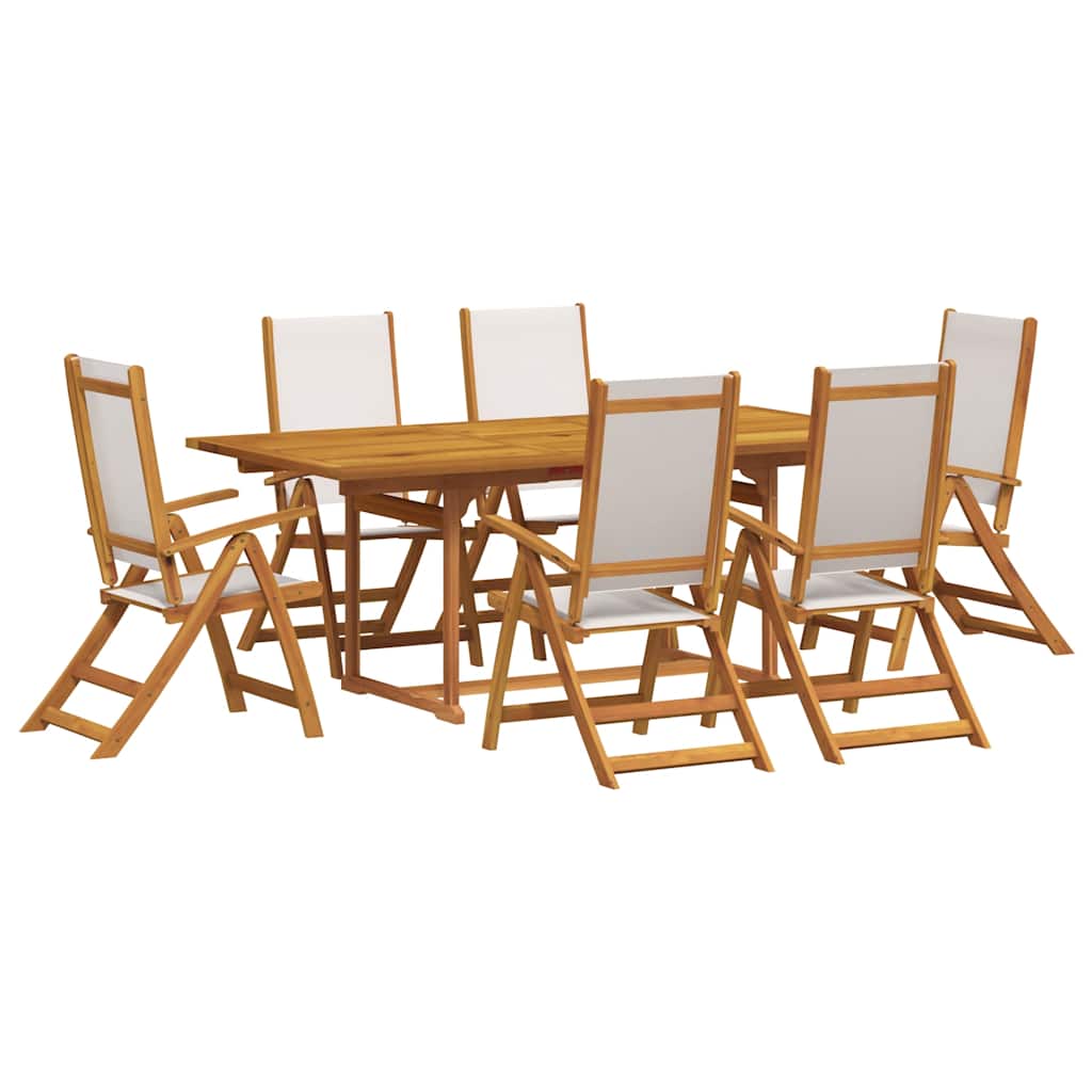 5 Piece Garden Dining Set Solid Wood Acacia and Textilene Grey 6 Rectangular
