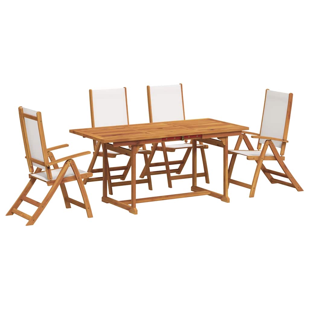 vidaXL 5 Piece Garden Dining Set Solid Wood Acacia and Textilene 2