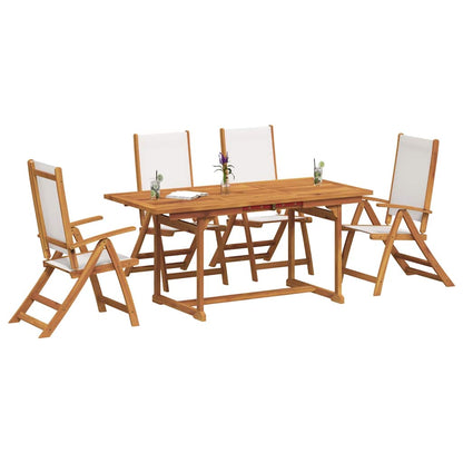 vidaXL 5 Piece Garden Dining Set Solid Wood Acacia and Textilene 3