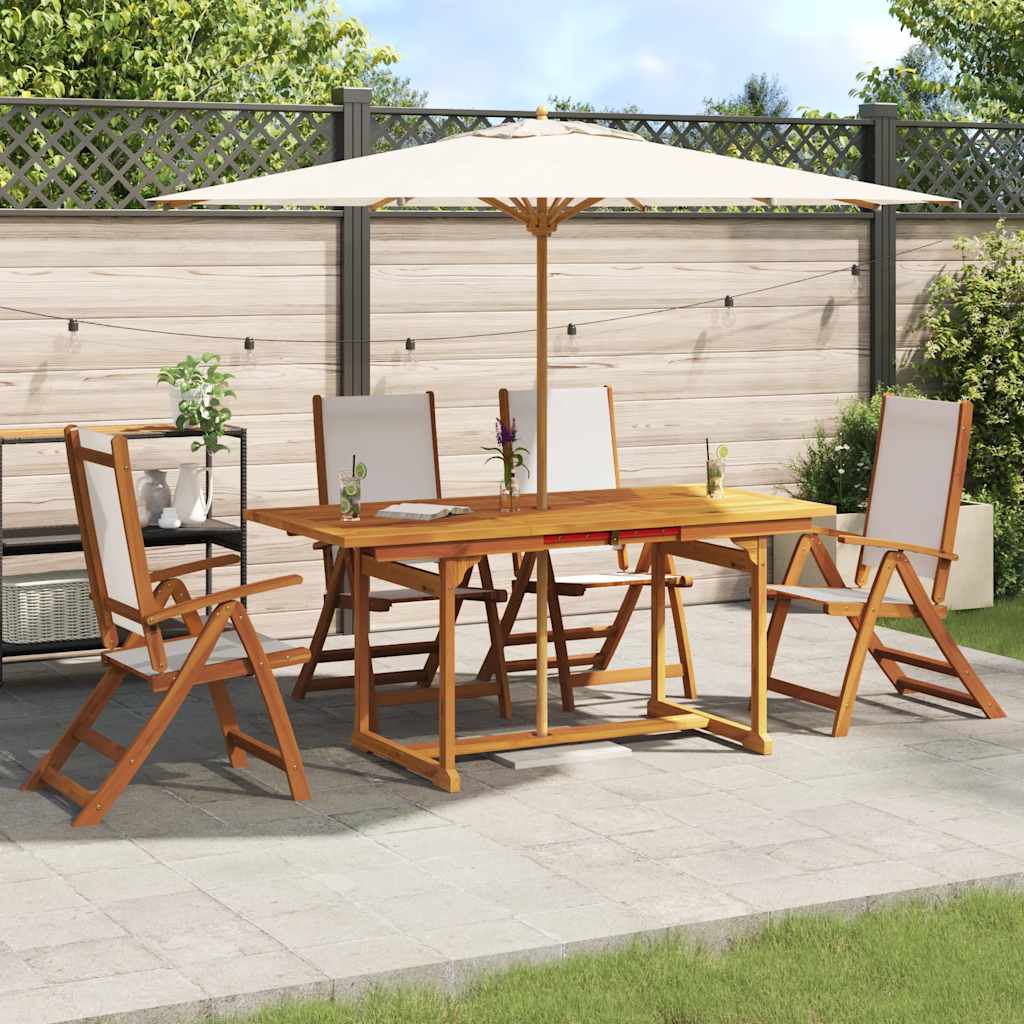 vidaXL 5 Piece Garden Dining Set Solid Wood Acacia and Textilene 1