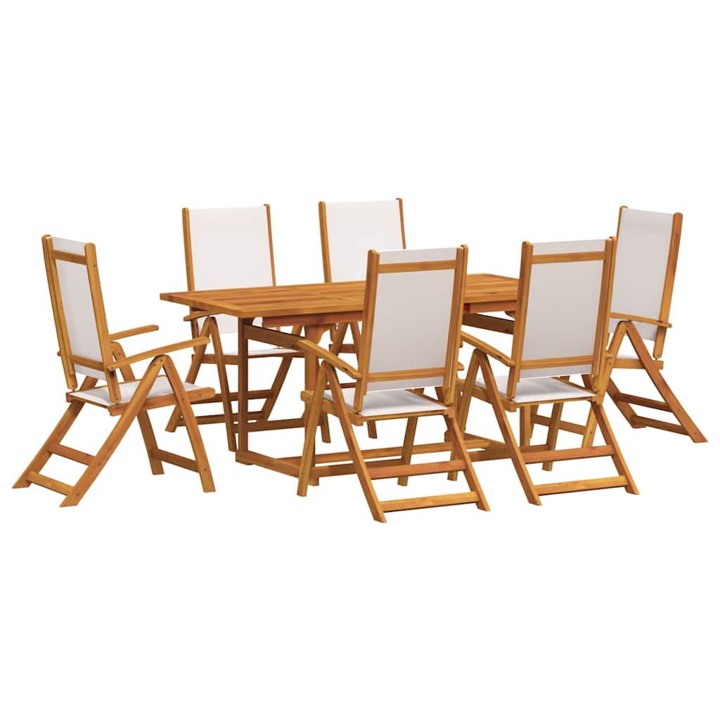 vidaXL 7 Piece Garden Dining Set Solid Wood Acacia and Textilene 2