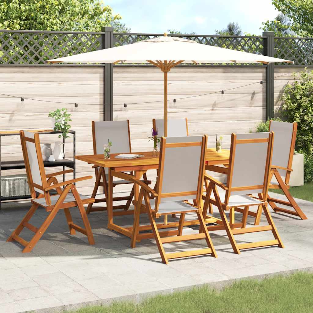 vidaXL 7 Piece Garden Dining Set Solid Wood Acacia and Textilene 1