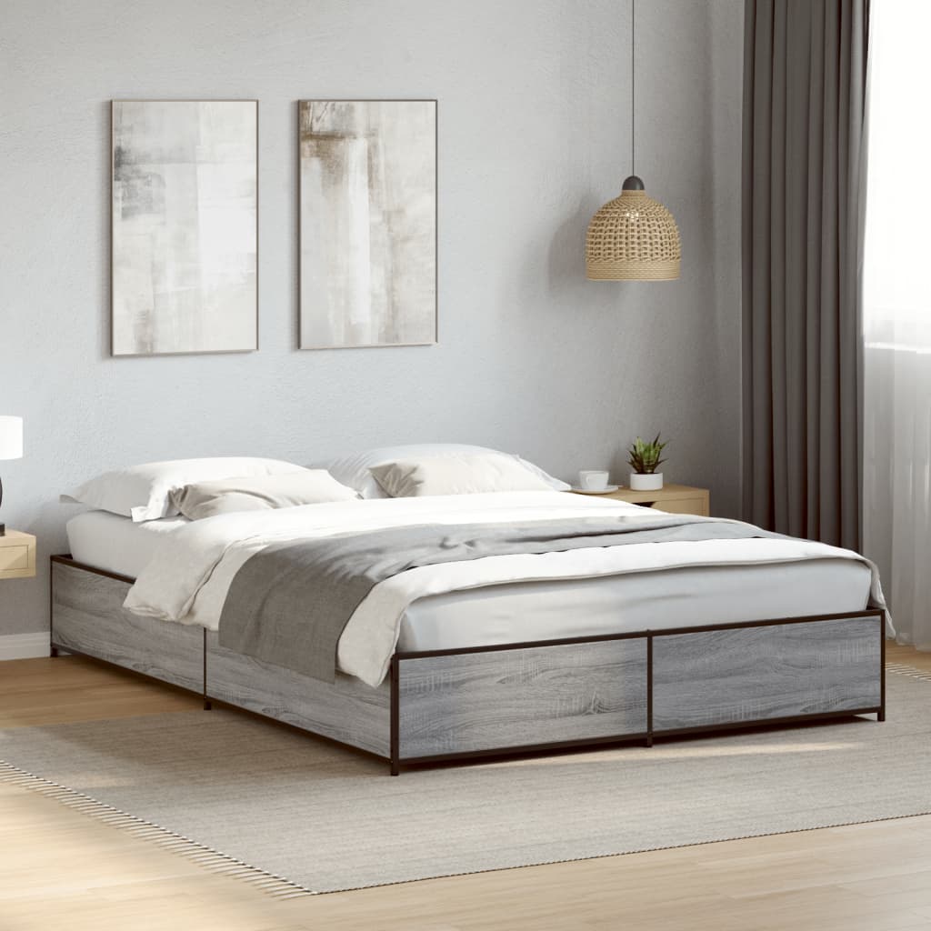 Bed Frame without Mattress Height 29 cm Length 190 cm Grey sonoma 120 cm