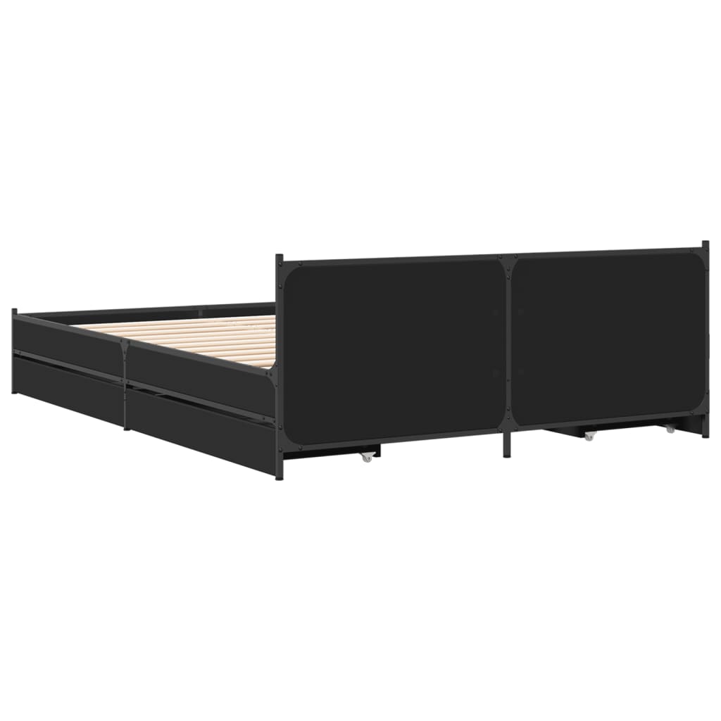 Bed Frame with Drawers without Mattress Black 135 cm