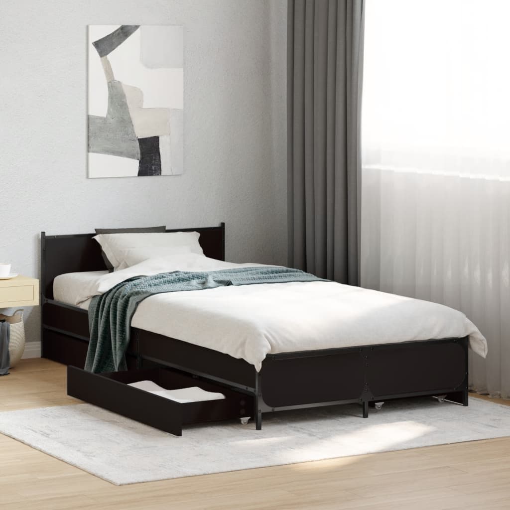 Bed Frame with Drawers without Mattress Black 75 cm