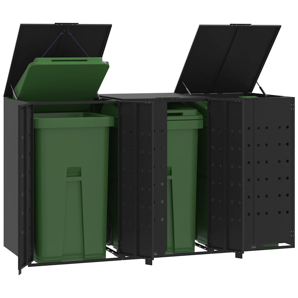 Wheelie Bin Storage for Bins 138x79x117 cm Steel gas lift-up lid Black 3