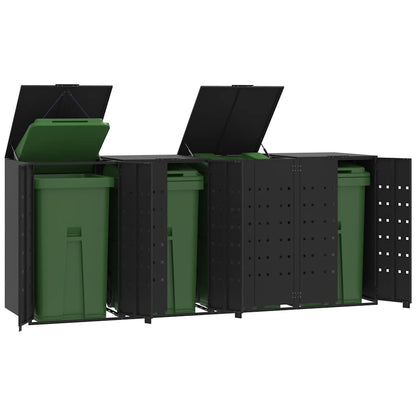 vidaXL Wheelie Bin Storage for 4 Bins Black 276x79x117 cm Steel 1
