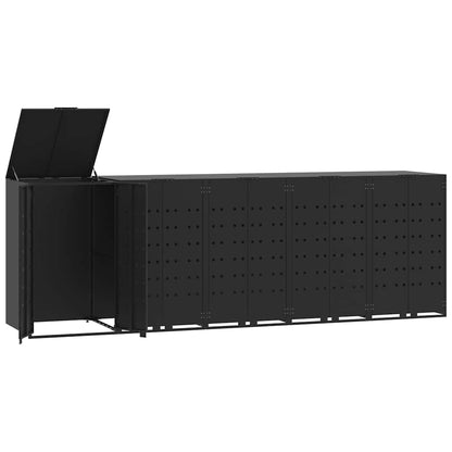 vidaXL Wheelie Bin Storage for 5 Bins Black 345x79x117 cm Steel 2