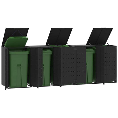 vidaXL Wheelie Bin Storage for 5 Bins Black 345x79x117 cm Steel 1