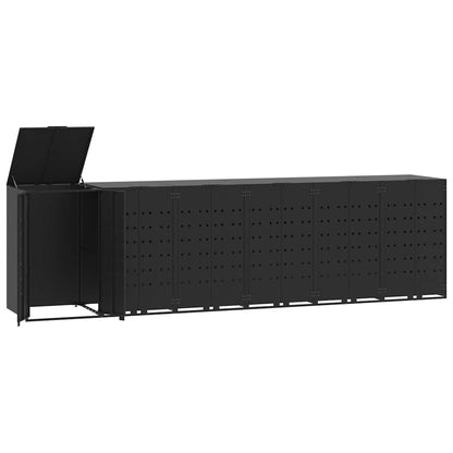 vidaXL Wheelie Bin Storage for 6 Bins Black 414x79x117 cm Steel 2