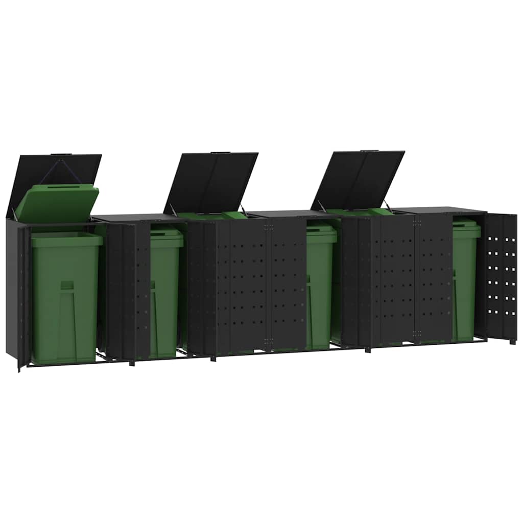 vidaXL Wheelie Bin Storage for 6 Bins Black 414x79x117 cm Steel 1