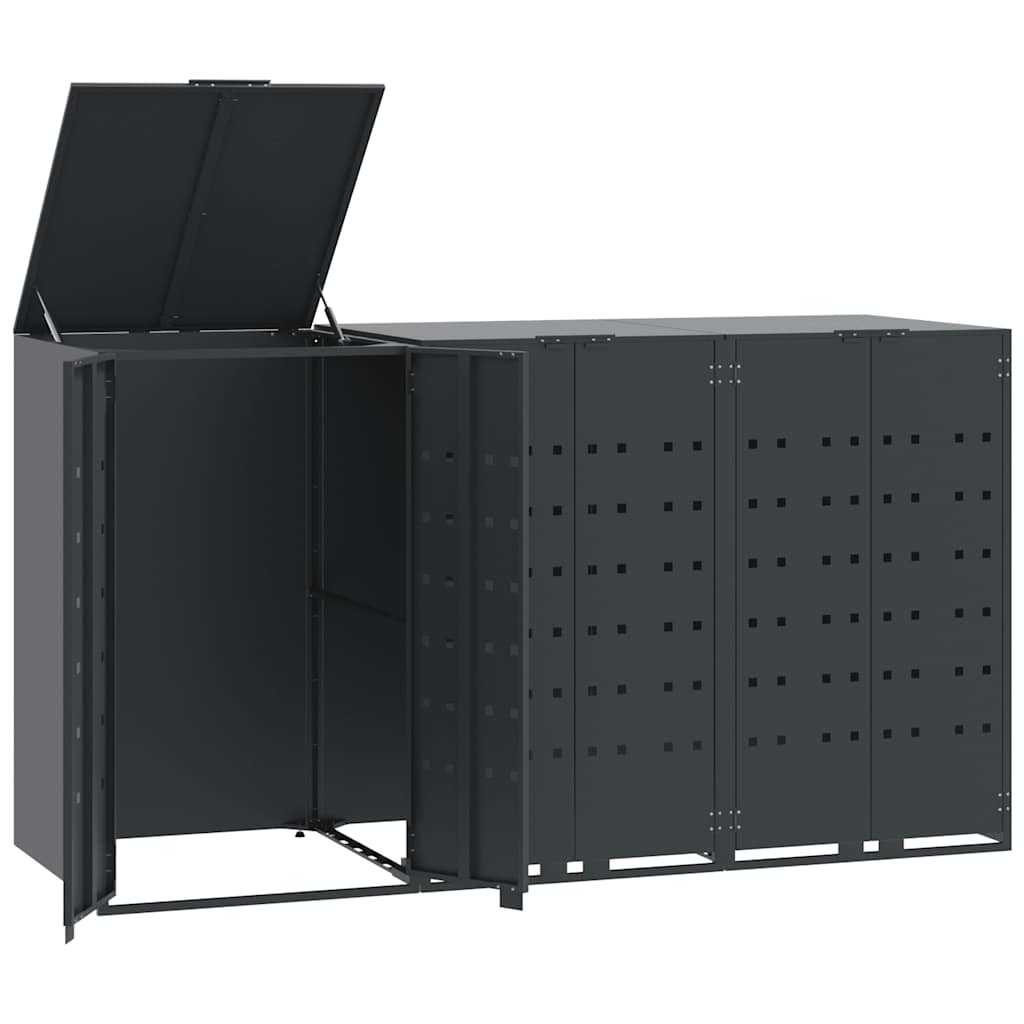 vidaXL Wheelie Bin Storage for 3 Bins Anthracite 207x79x117 cm Steel 2