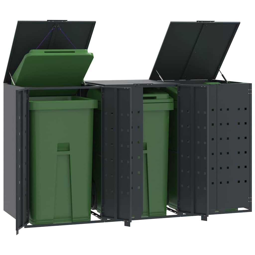 Wheelie Bin Storage for Bins 138x79x117 cm Steel gas lift-up lid Anthracite 3