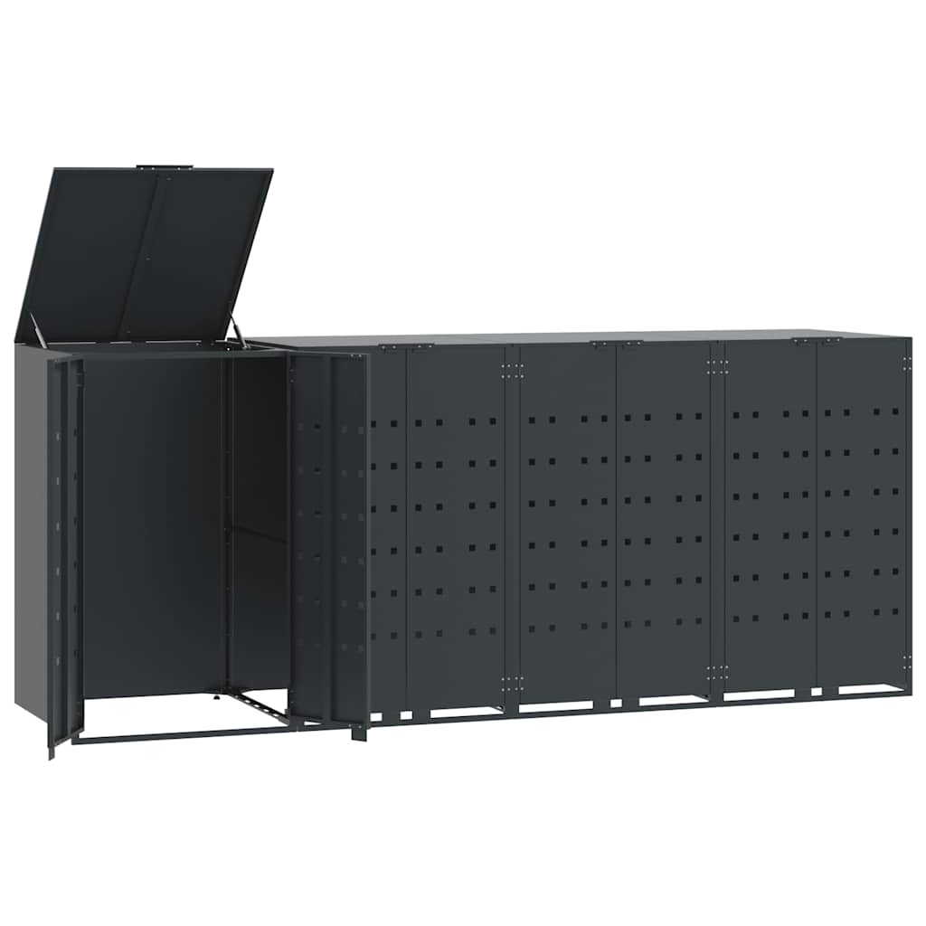 vidaXL Wheelie Bin Storage for 4 Bins Anthracite 276x79x117 cm Steel 2