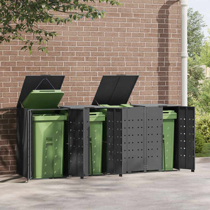 vidaXL Wheelie Bin Storage for 4 Bins Anthracite 276x79x117 cm Steel 3