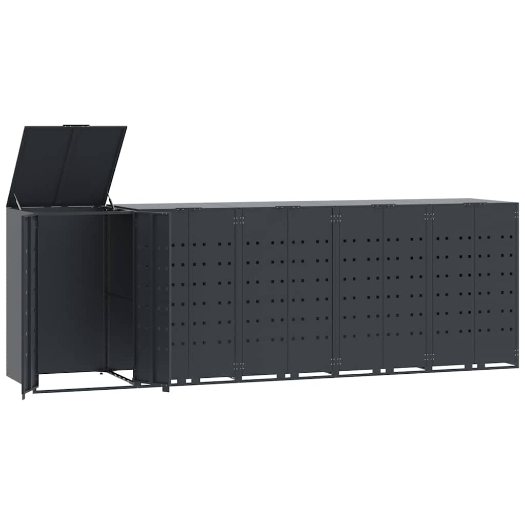 vidaXL Wheelie Bin Storage for 5 Bins Anthracite 345x79x117 cm Steel 2