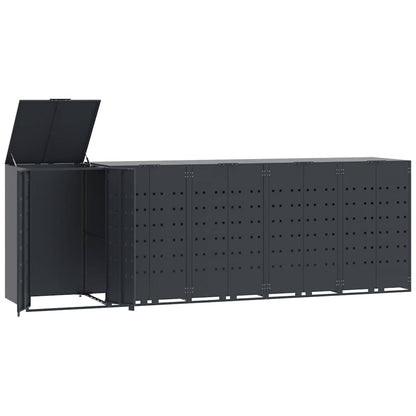 vidaXL Wheelie Bin Storage for 5 Bins Anthracite 345x79x117 cm Steel 2