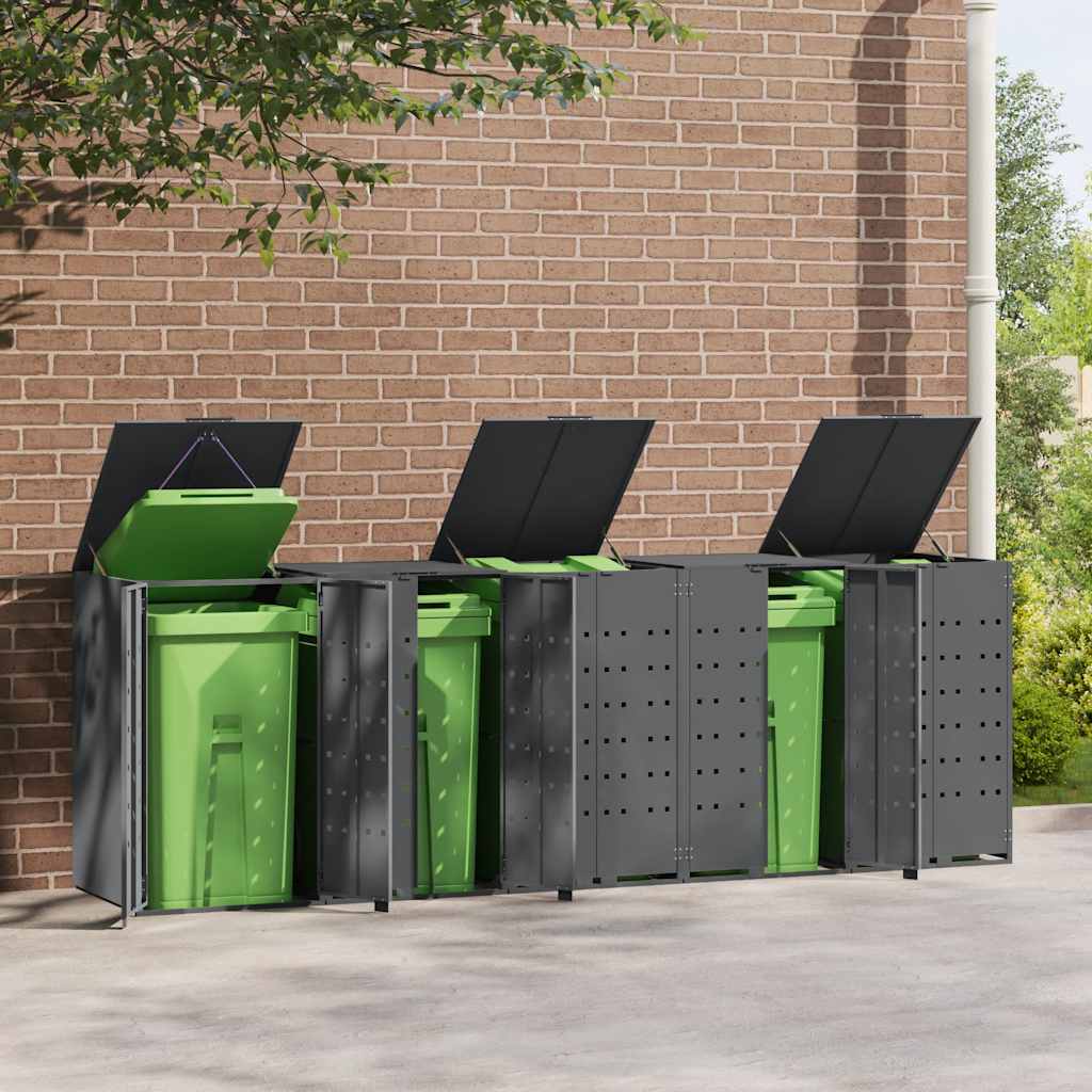 Wheelie Bin Storage for Bins 138x79x117 cm Steel gas lift-up lid Anthracite 5