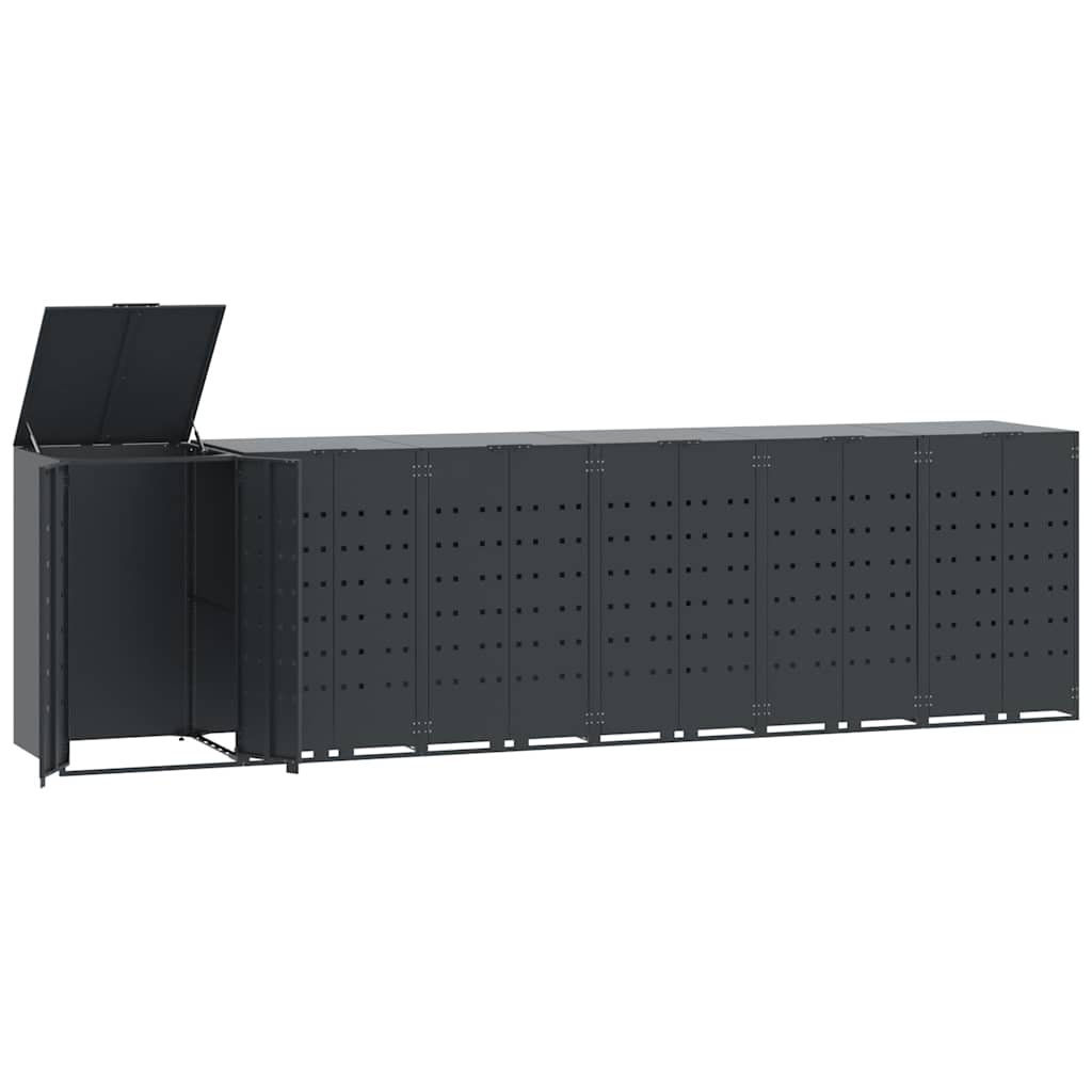 vidaXL Wheelie Bin Storage for 6 Bins Anthracite 414x79x117 cm Steel 2