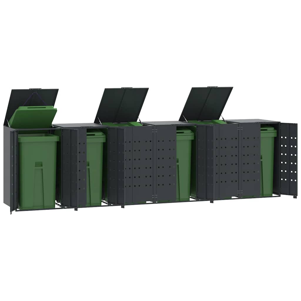 vidaXL Wheelie Bin Storage for 6 Bins Anthracite 414x79x117 cm Steel 1
