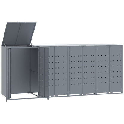 vidaXL Wheelie Bin Storage for 4 Bins Grey 276x79x117 cm Steel 2