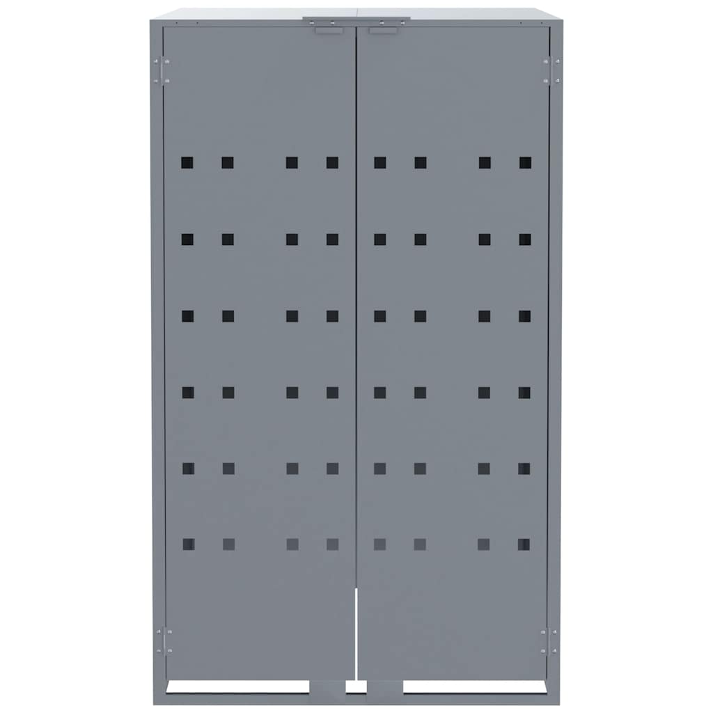 vidaXL Wheelie Bin Storage for 4 Bins Grey 276x79x117 cm Steel 5