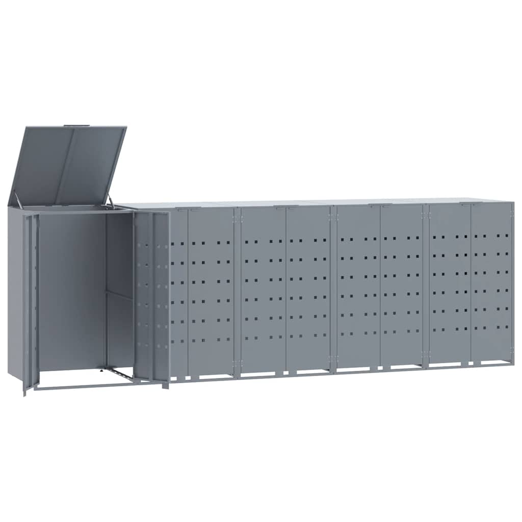 vidaXL Wheelie Bin Storage for 5 Bins Grey 345x79x117 cm Steel 2