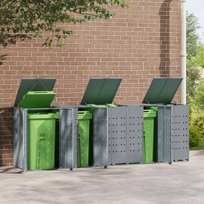 vidaXL Wheelie Bin Storage for 5 Bins Grey 345x79x117 cm Steel 3