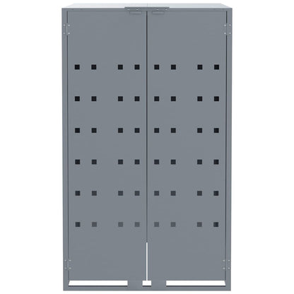 vidaXL Wheelie Bin Storage for 5 Bins Grey 345x79x117 cm Steel 5