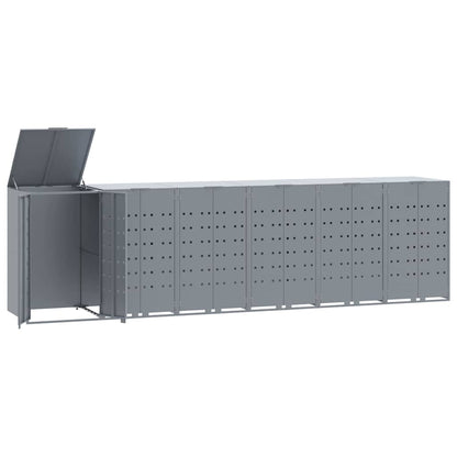 vidaXL Wheelie Bin Storage for 6 Bins Grey 414x79x117 cm Steel 2