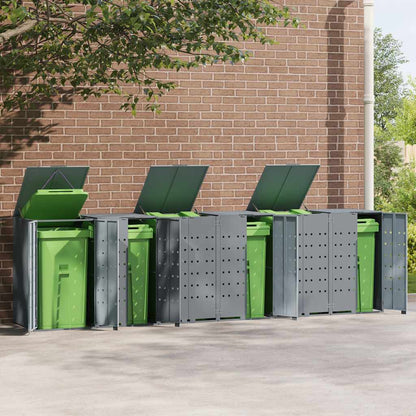vidaXL Wheelie Bin Storage for 6 Bins Grey 414x79x117 cm Steel 3