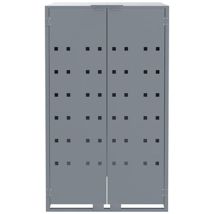 vidaXL Wheelie Bin Storage for 6 Bins Grey 414x79x117 cm Steel 5