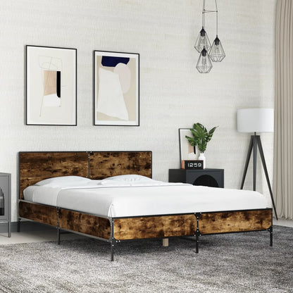 Bed Frame without Mattress Smoked Oak 120 x 200 cm