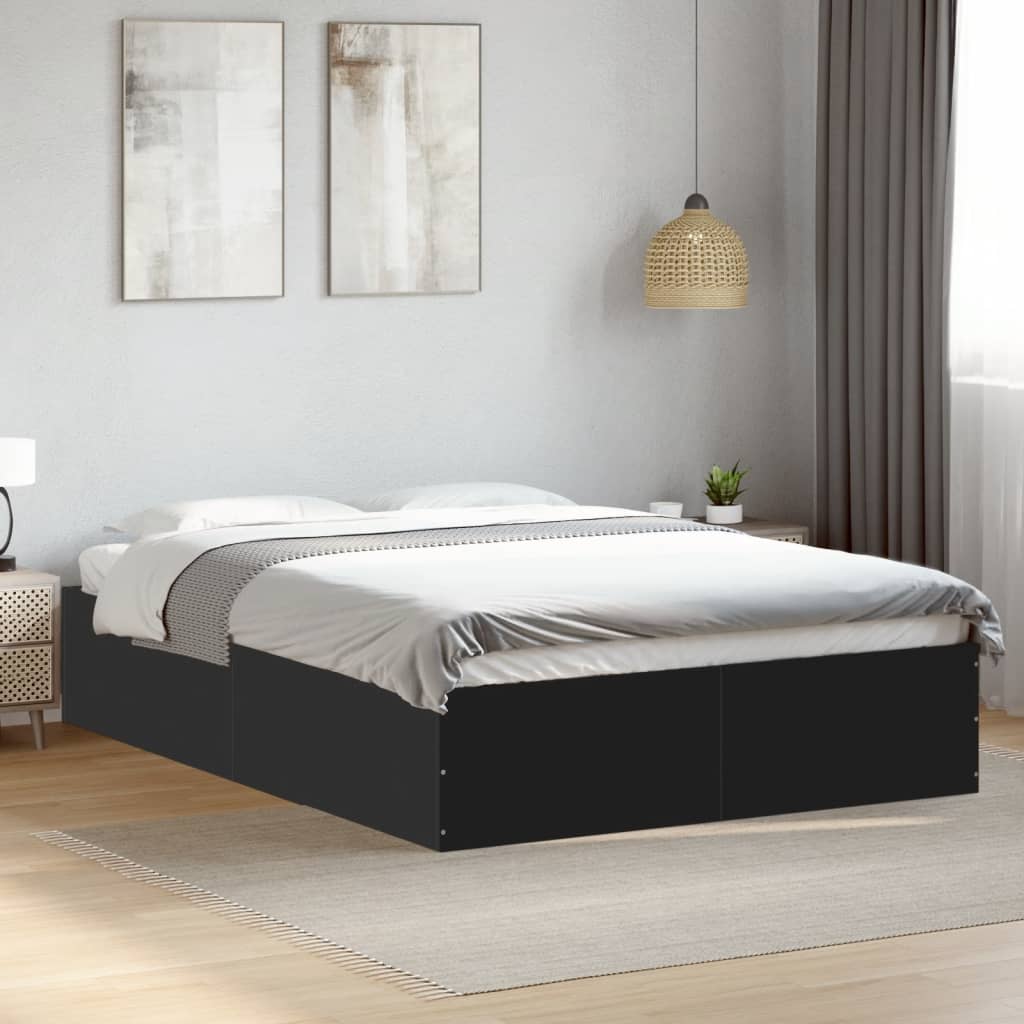 Bed Frame without Mattress Length 190 cm Height 35 cm Black 120 cm