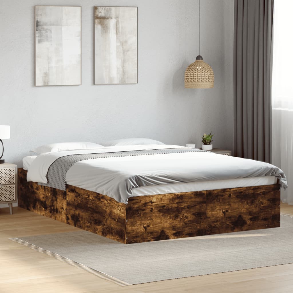 Bed Frame without Mattress Length 190 cm Height 35 cm Smoked oak 120 cm